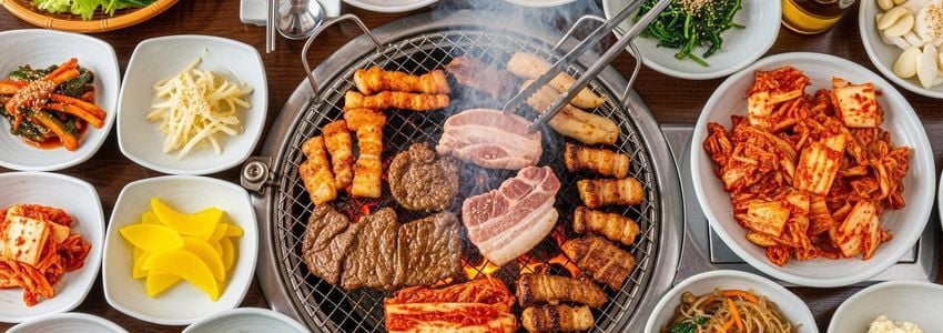 Korean restaurant owner reviewing business loan documents to finance their Korean BBQ restaurant