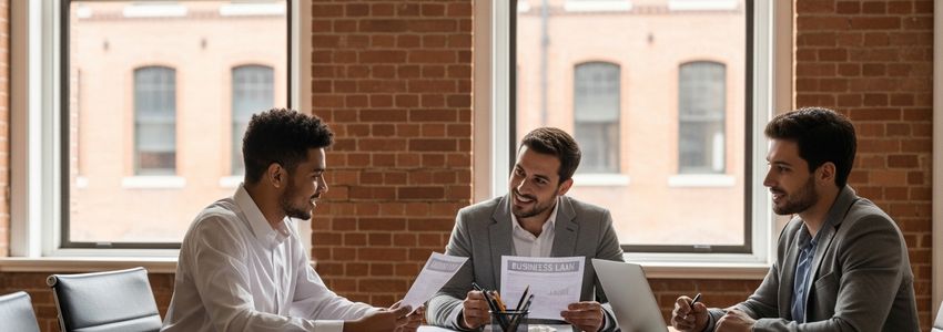 Small business team reviewing financing options in Lancaster Pennsylvania office