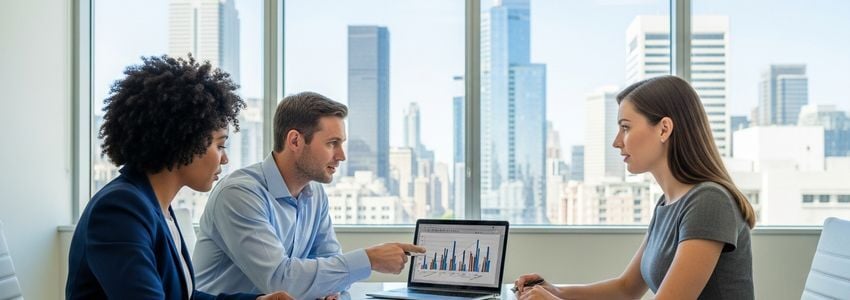 Small business owners reviewing financing options in Lancaster, California