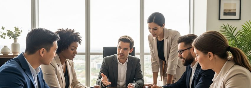 Small business owners in Laredo, Texas meeting with a financial advisor to discuss business loan options