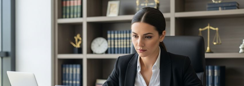 Law firm attorney reviewing financing documents for office technology and furniture upgrades