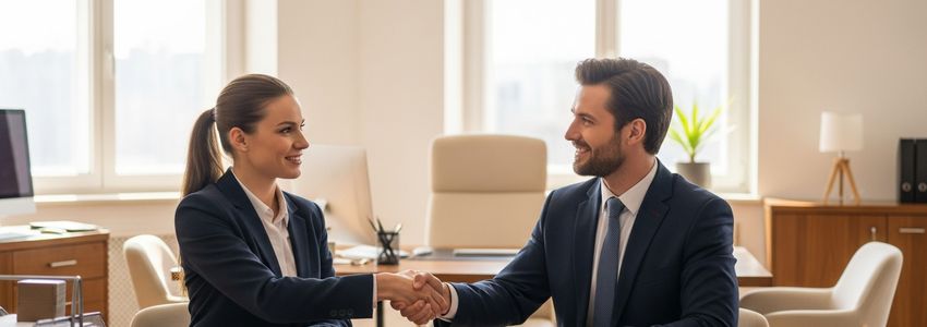 Business professionals reviewing marketing analytics and sales pipeline data in a modern office