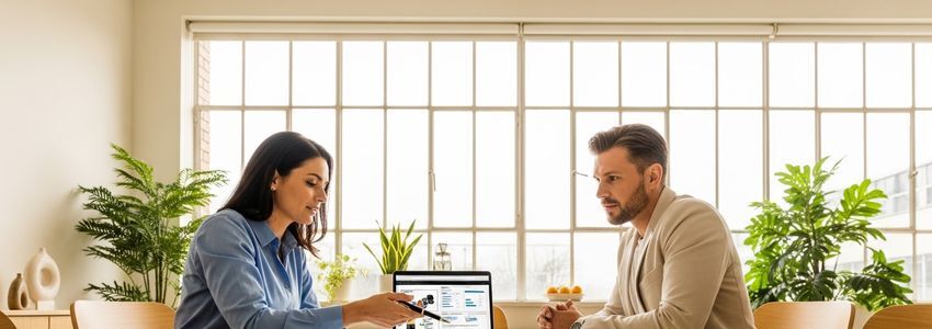 Business owner reviewing equipment financing documents for modernizing legacy systems
