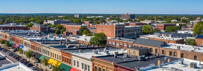 Small business commercial district representing diverse industries that seek financing from alternative lenders