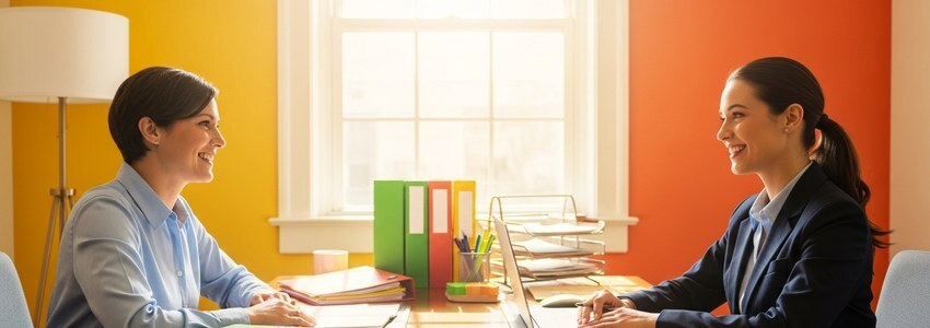 Small business owner reviewing loan documents with a financial advisor in a Lexington Kentucky office