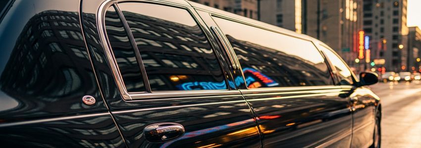 Limousine company owner reviewing financing options with a business loan advisor at a modern office