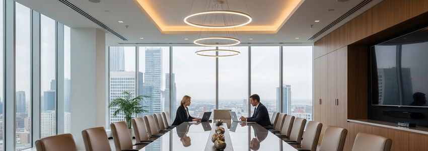 Bank loan officer and small business owner reviewing documents together