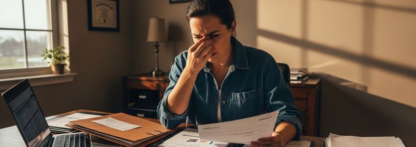 Business owner experiencing stress over business loan default consequences