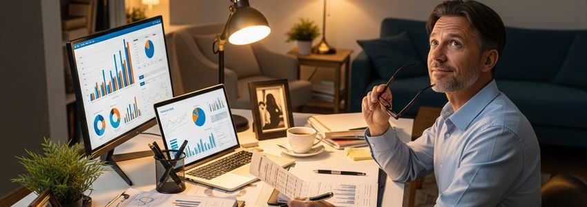 Business owner reviewing financial documents and strategies after a business loan denial