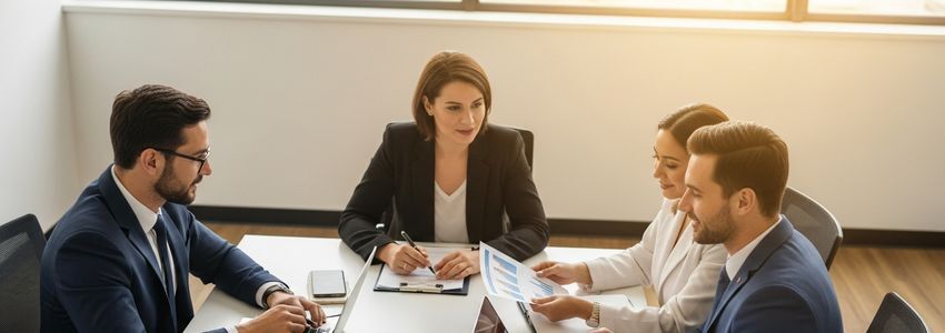 Business owner and team reviewing line of credit options to support early-stage business growth