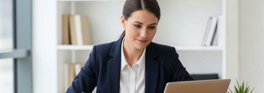 Business owner comparing line of credit and term loan documents in a professional office setting