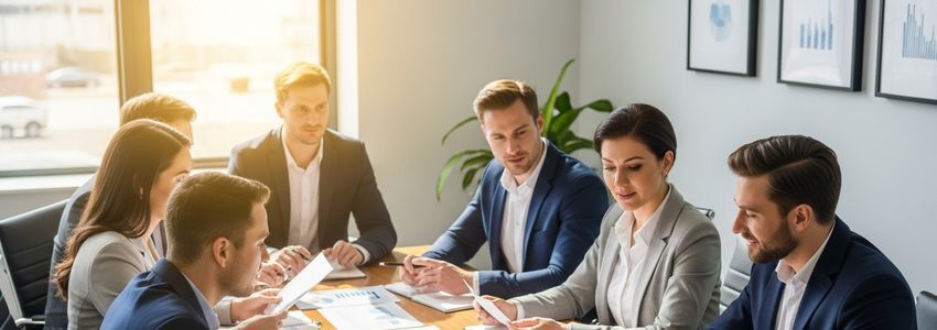 Small business professionals reviewing financing options in a Longmont, Colorado office