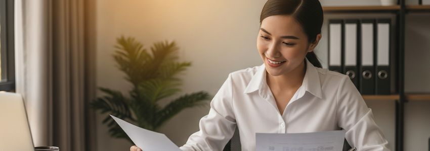 Business owner reviewing loan documents to find strategies to lower business loan rate