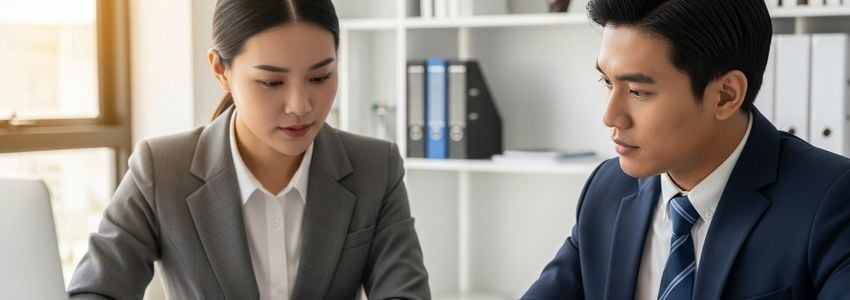 Business professionals reviewing loan-to-cost ratio calculations for commercial project financing