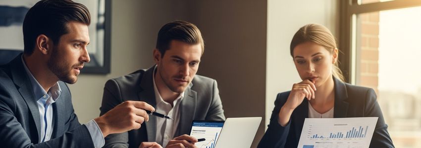 Massachusetts tech and biotech team reviewing financing options in a Boston office