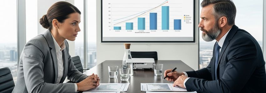 Business owner and advisor discussing debt management strategy