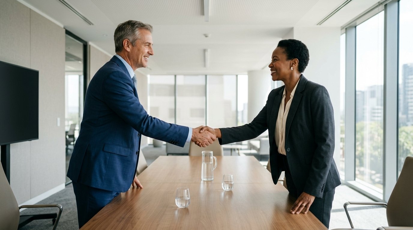 Manufacturing business owner meeting with financial advisor to discuss loan options