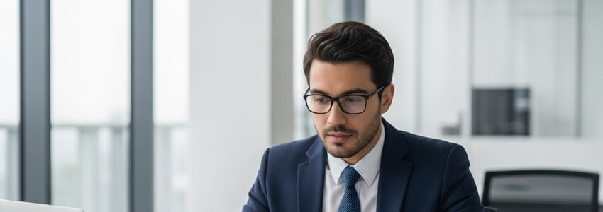 Business owner reviewing Massage Envy franchise loan documents and financial paperwork at office desk