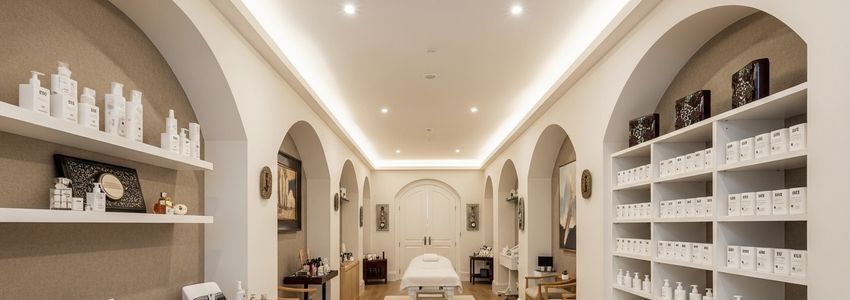 Modern spa treatment room with professional massage tables ready for clients