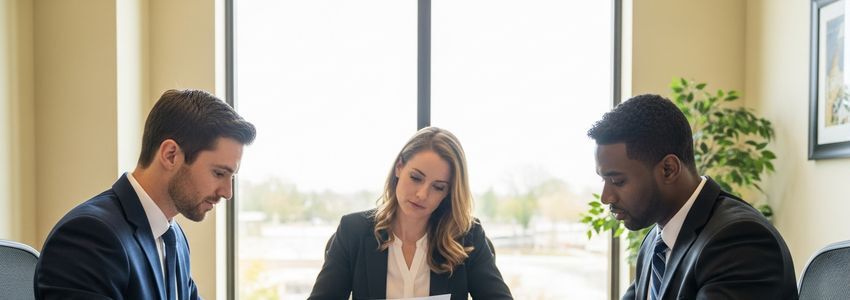 Franchise financing consultant reviewing Matco Tools franchise loan documents with business owner
