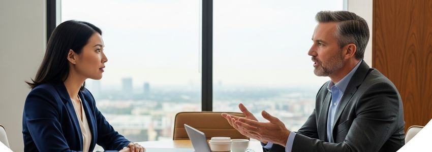 Business owner and financial advisor comparing merchant cash advance vs business line of credit options