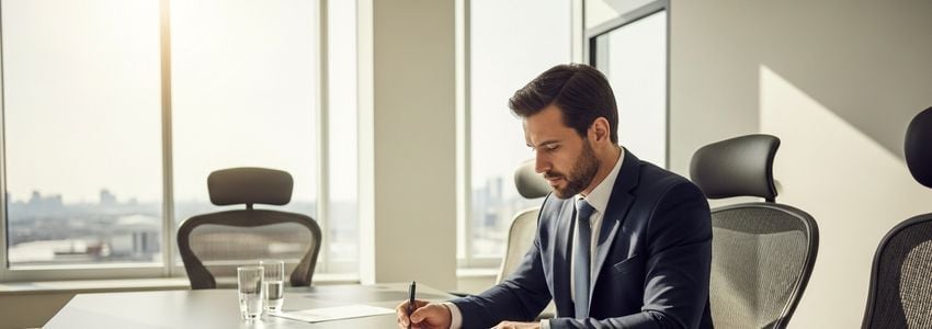 Healthcare executive reviewing medical office building loan documents