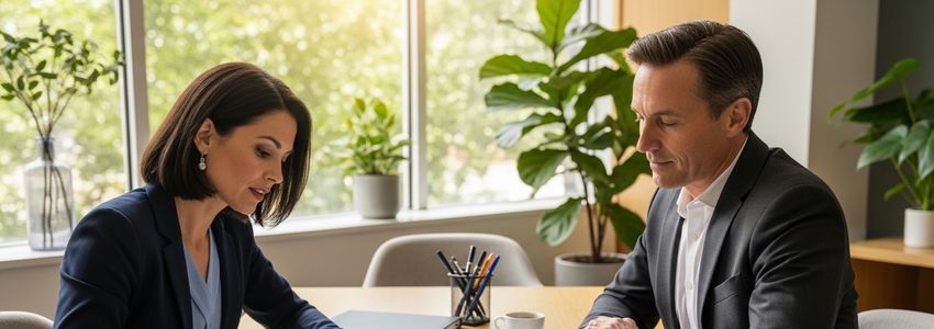 Medical practice expansion financing consultation - healthcare providers reviewing loan documents