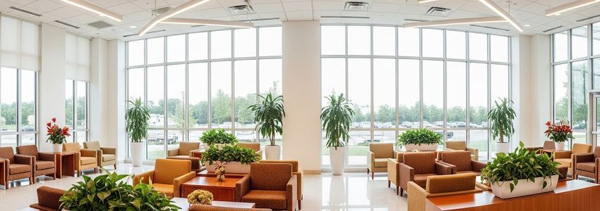 Modern medical practice waiting area representing healthcare business financing environment