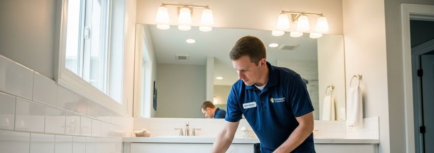 Miracle Method franchise owner reviewing financing documents for surface refinishing business startup