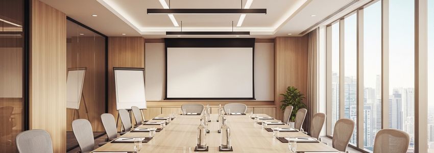 Modern conference room set up for a small business meeting in Murfreesboro Tennessee