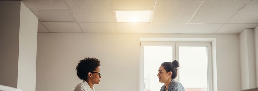 Small business owners reviewing financing options at a modern office in Idaho
