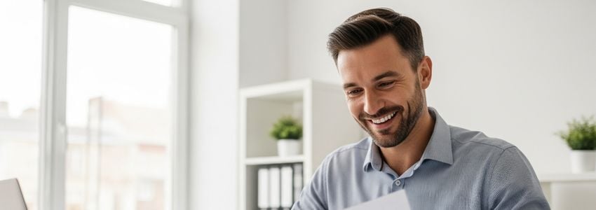 Small business owner and franchise advisor reviewing financing documents at professional office desk