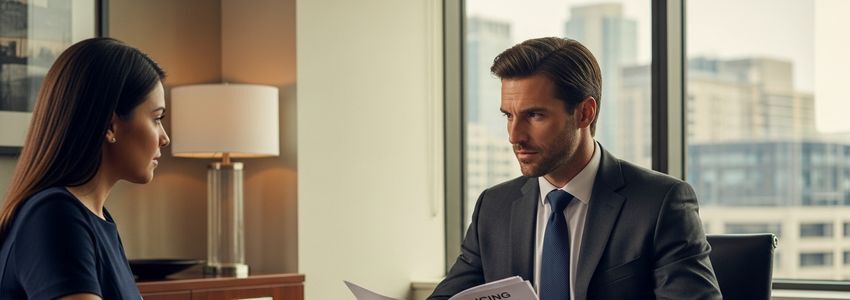 Business professionals reviewing franchise financing documents