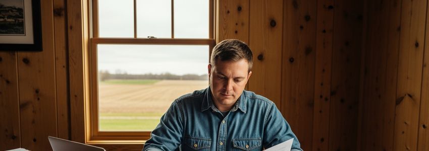 North Carolina farmer reviewing agricultural loan documents and financing options