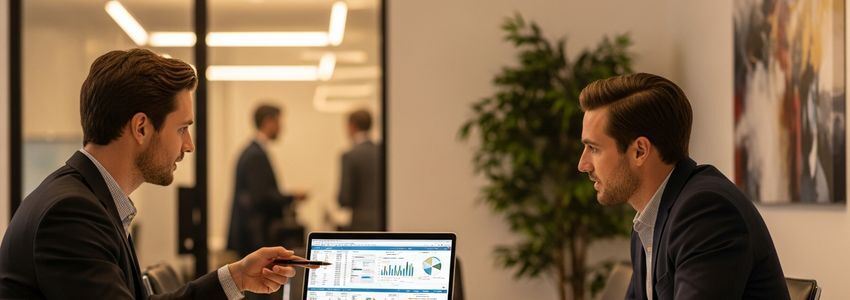 Business owner and financial advisor reviewing cash flow strategies at a conference table