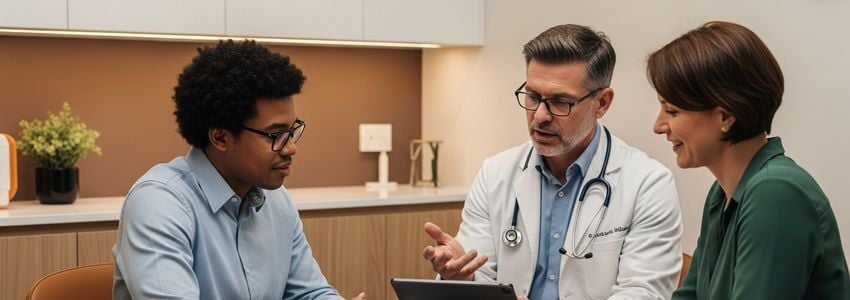 Neurologist consulting with patient about neurology practice financing options