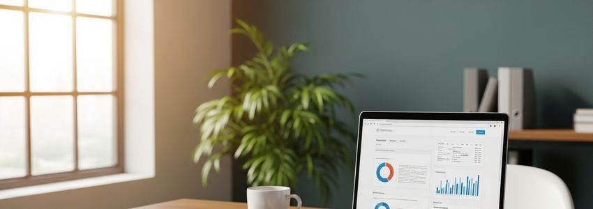 Small business office workspace for no-doc business loan application