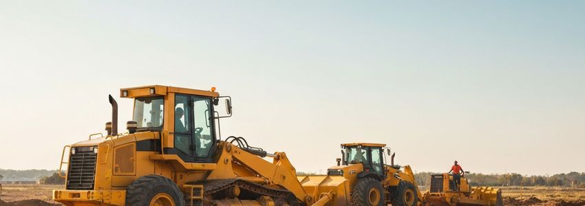 Business professional reviewing equipment financing documents at desk with machinery in background