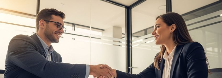Commercial real estate lender and investor reviewing NOI financials and loan documents in a modern office