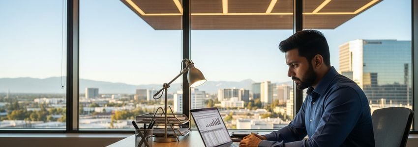 Small business owner in Ontario California reviewing loan documents