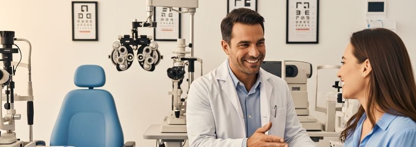 Ophthalmologist reviewing financing options for their eye care practice
