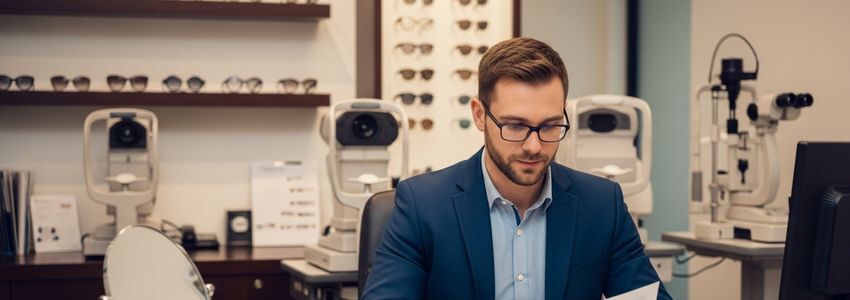 Optometry practice owner reviewing business financing options with a financial advisor