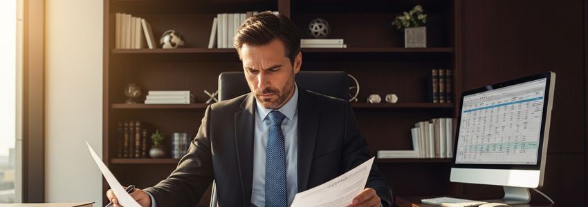 Optometry practice owner reviewing business financing options at a professional office