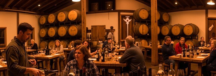 Oregon brewery tasting room with wine barrels - vineyard financing in Oregon