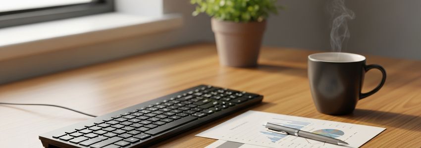 Professional business workspace with financial documents representing peer-to-peer lending research and analysis