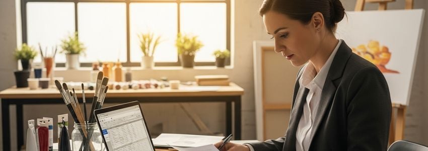 Paint and sip studio business owner reviewing financing options