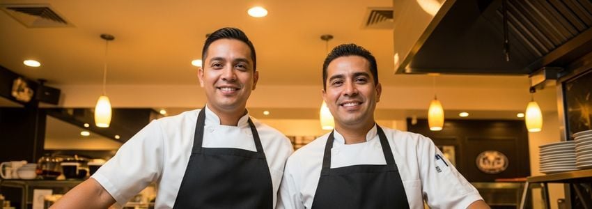 Pancheros franchise owners reviewing loan financing documents with a business advisor
