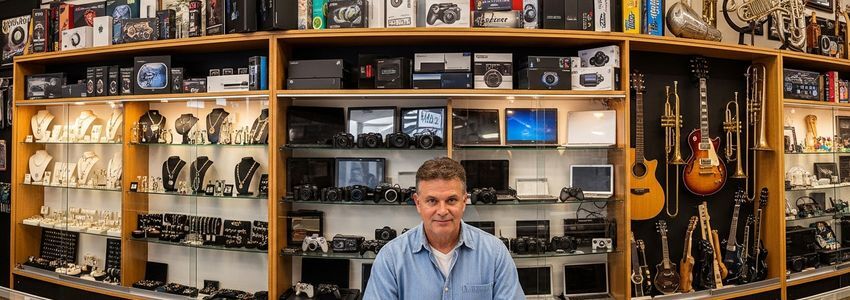 Pawn shop business owner reviewing financing options with a business advisor