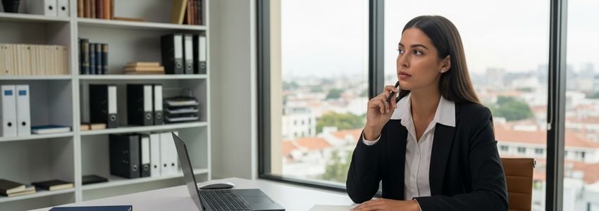 Business owner reviewing credit report and financial documents at a desk before applying for a business loan