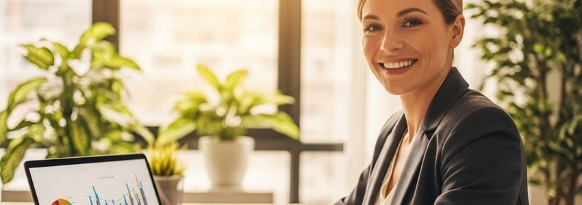 Business owner reviewing personal credit score information on a laptop to qualify for a business loan